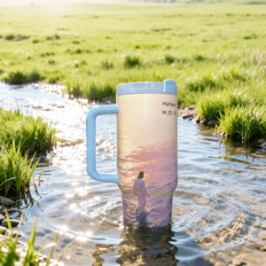 Selah Come tumbler featuring Matthew 14:22-33, 40oz stainless steel cup for daily devotion