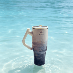 Selah Come tumbler featuring Matthew 14:22-33, 40oz stainless steel cup for daily devotion