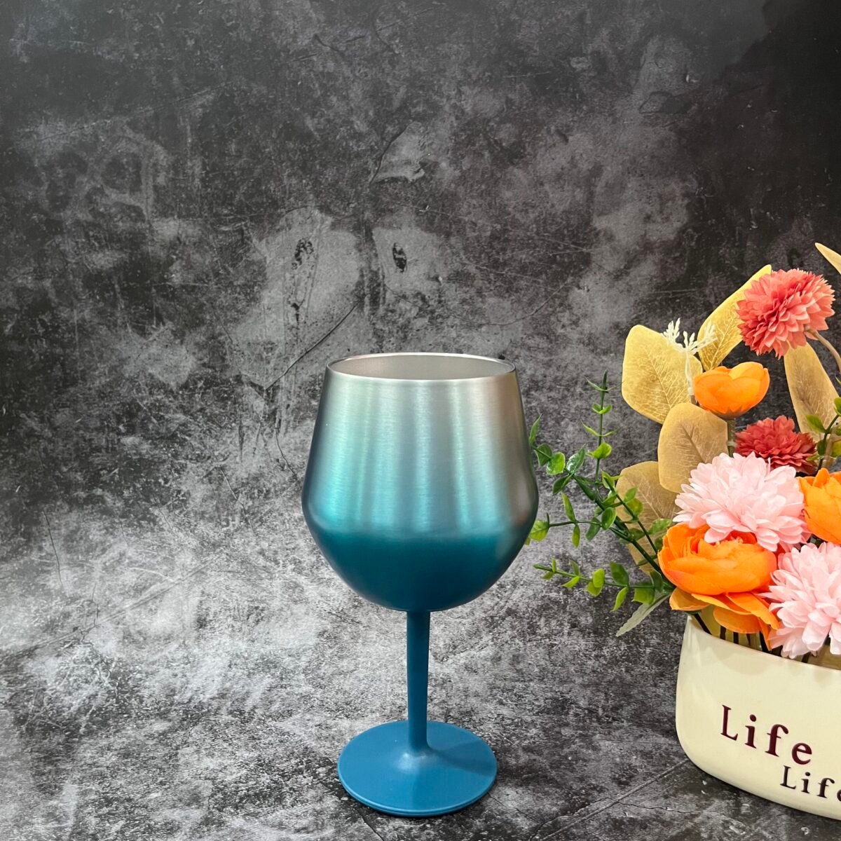 14oz stainless steel wine goblet
